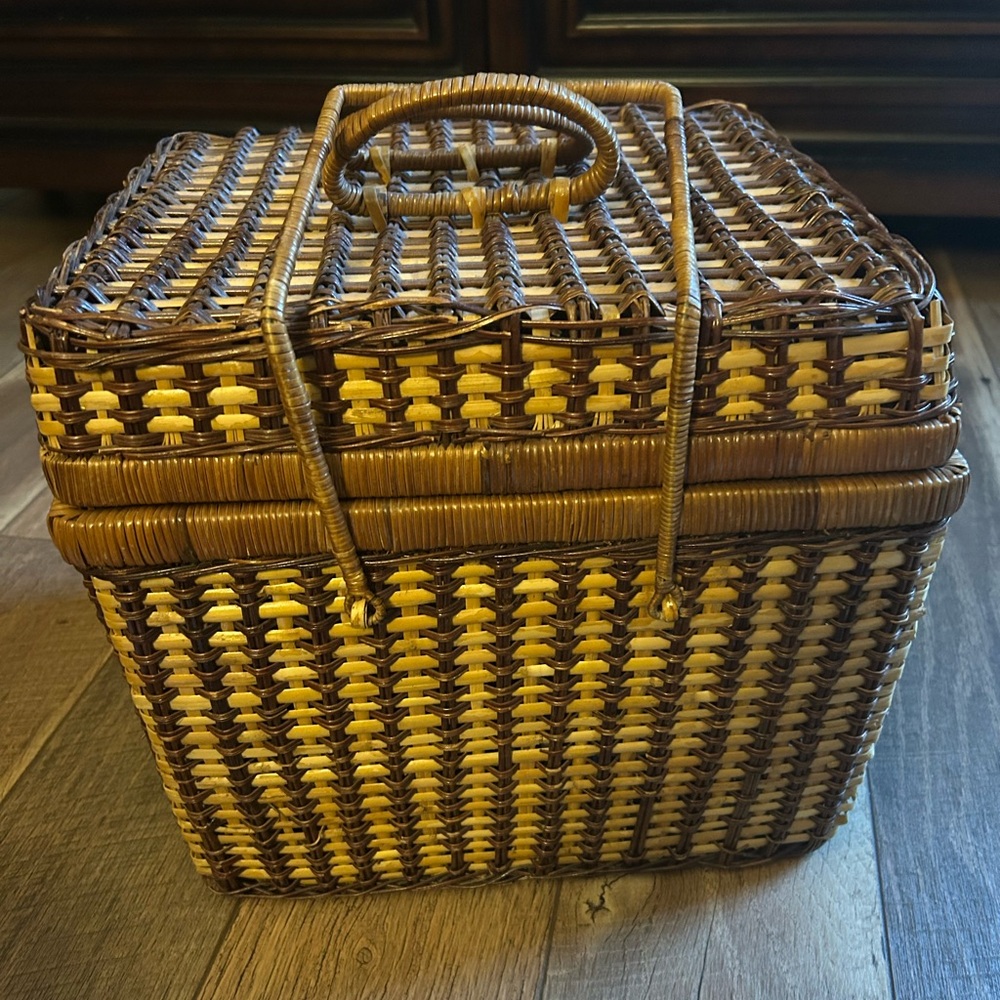 Antique Woven Picnic Basket